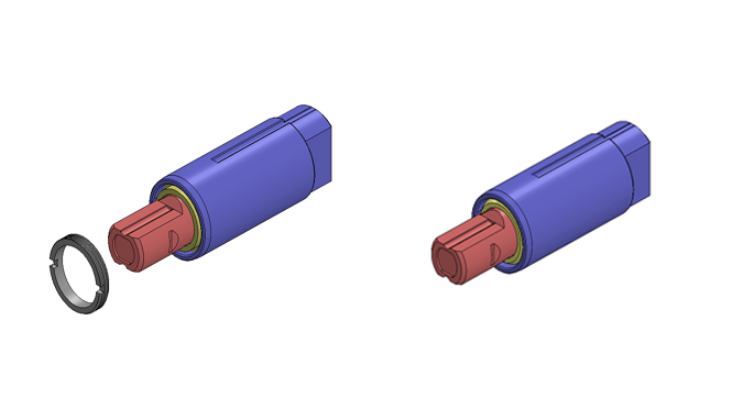 Ring screw and Caulking of small diameter high torque rotary damper TD129