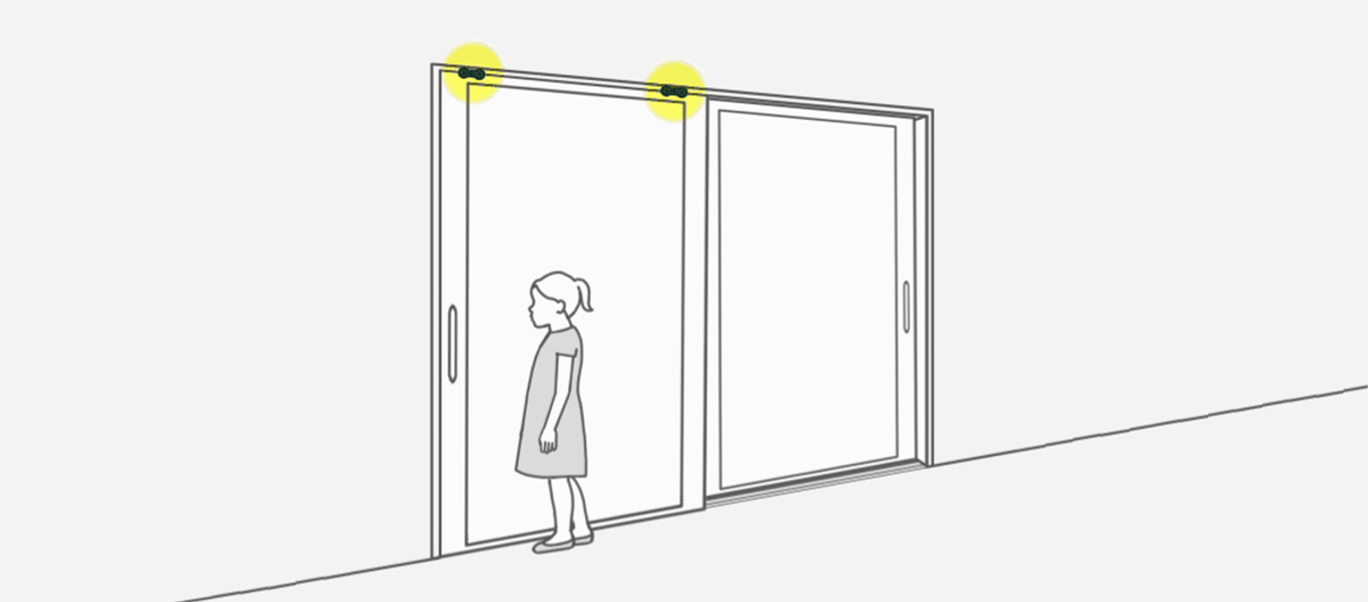 The girl who is opening the sliding door with bearings