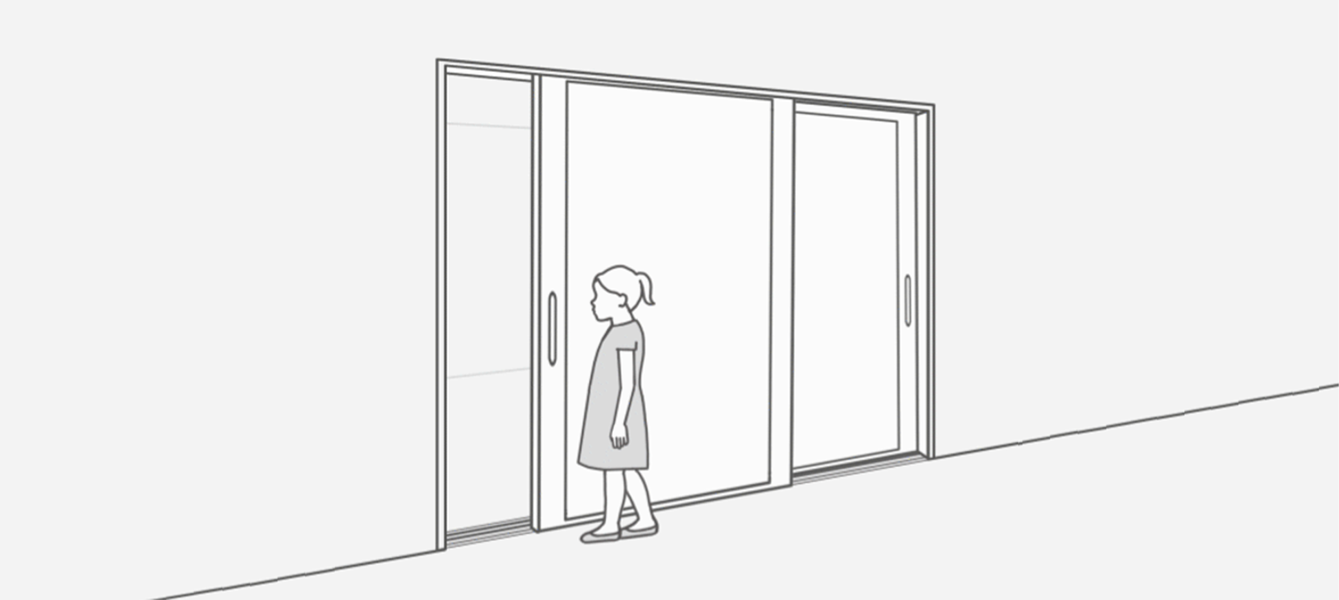 The girl who is opening the sliding door