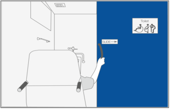 Soft close sliding door with wheel chair user