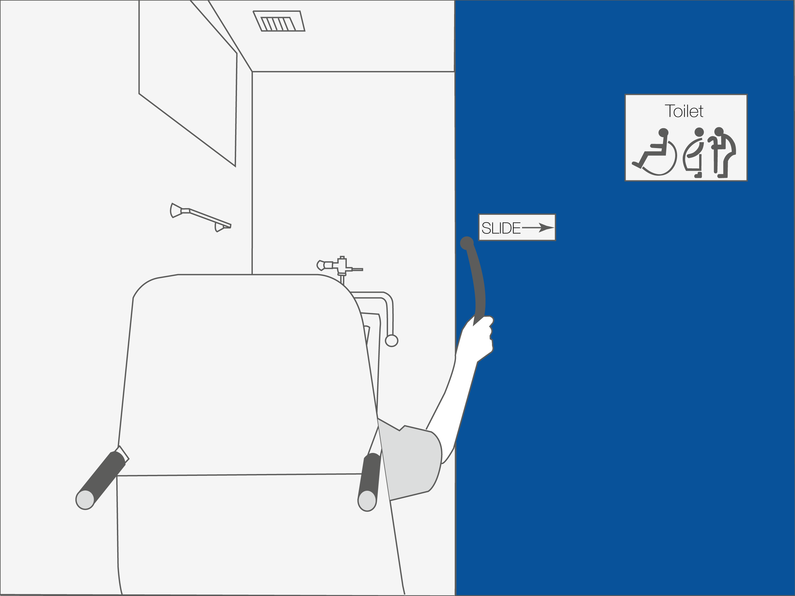 Soft close sliding door with wheel chair user